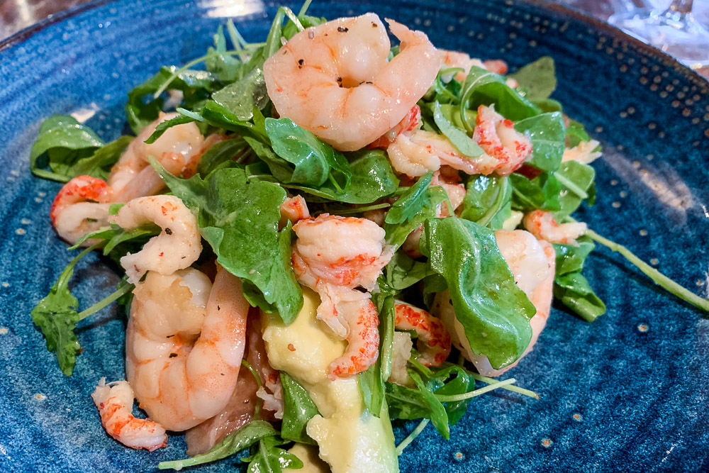 Seafood and avocado salad. 