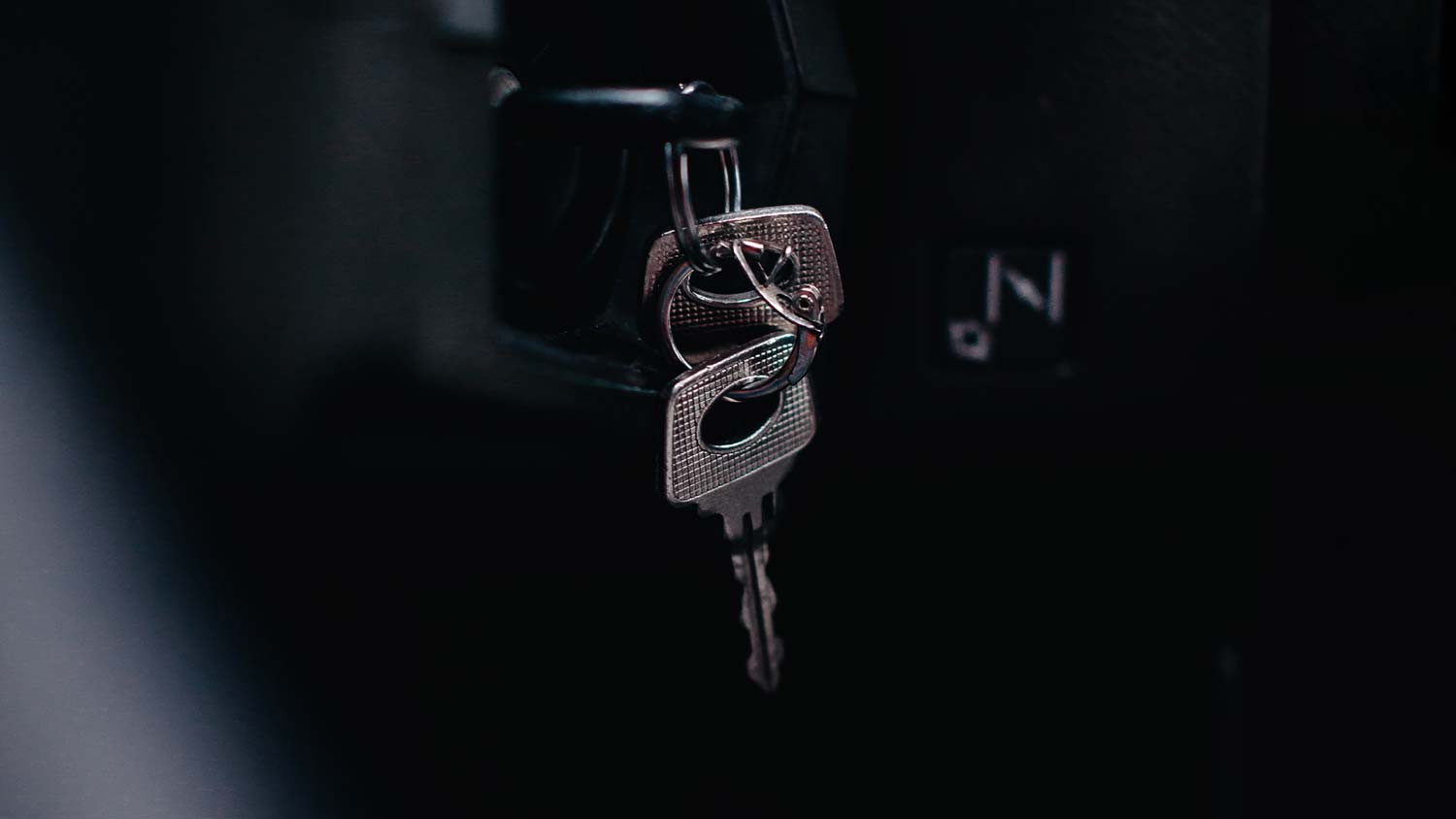 A car key in the ignition