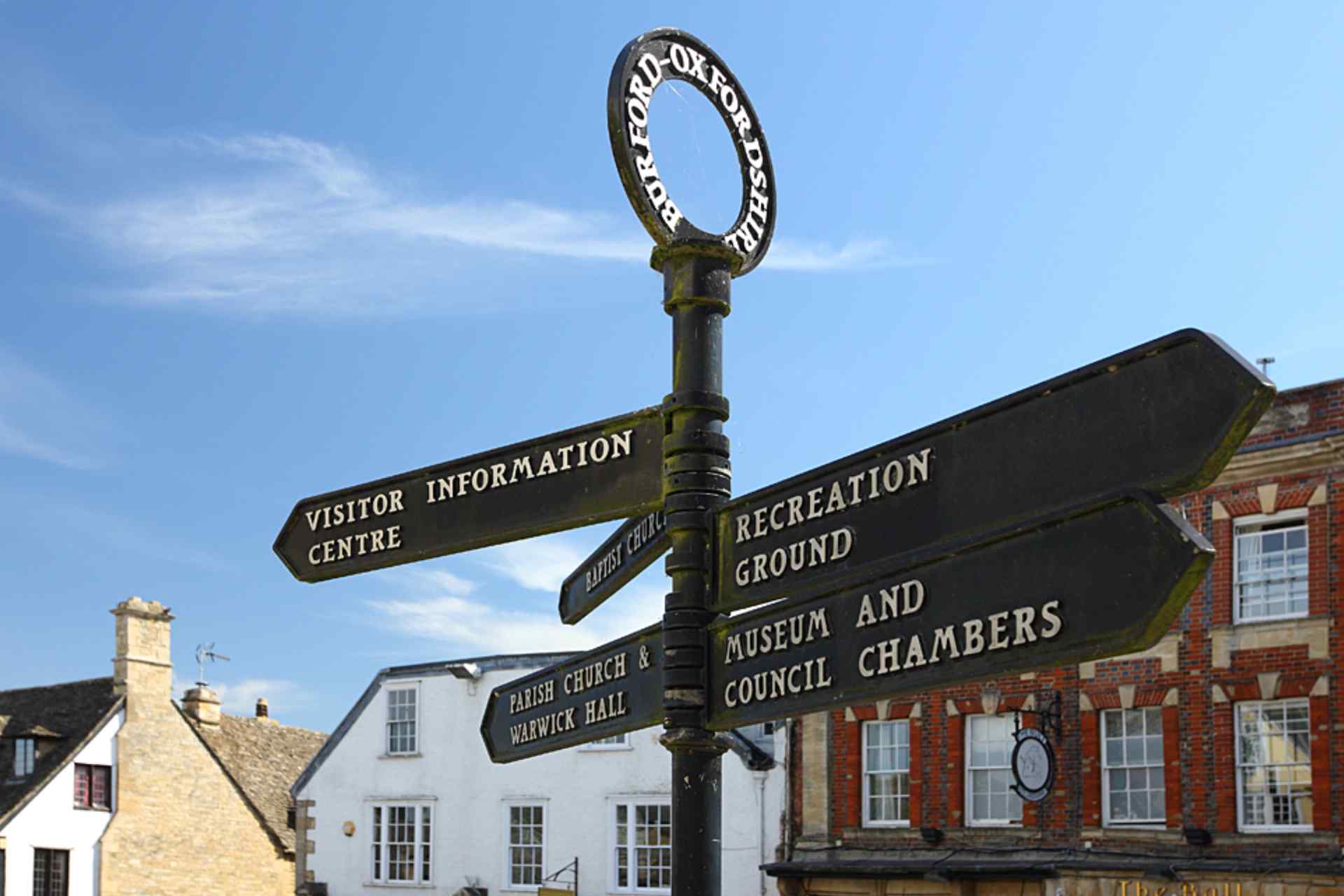 Burford high street sign.