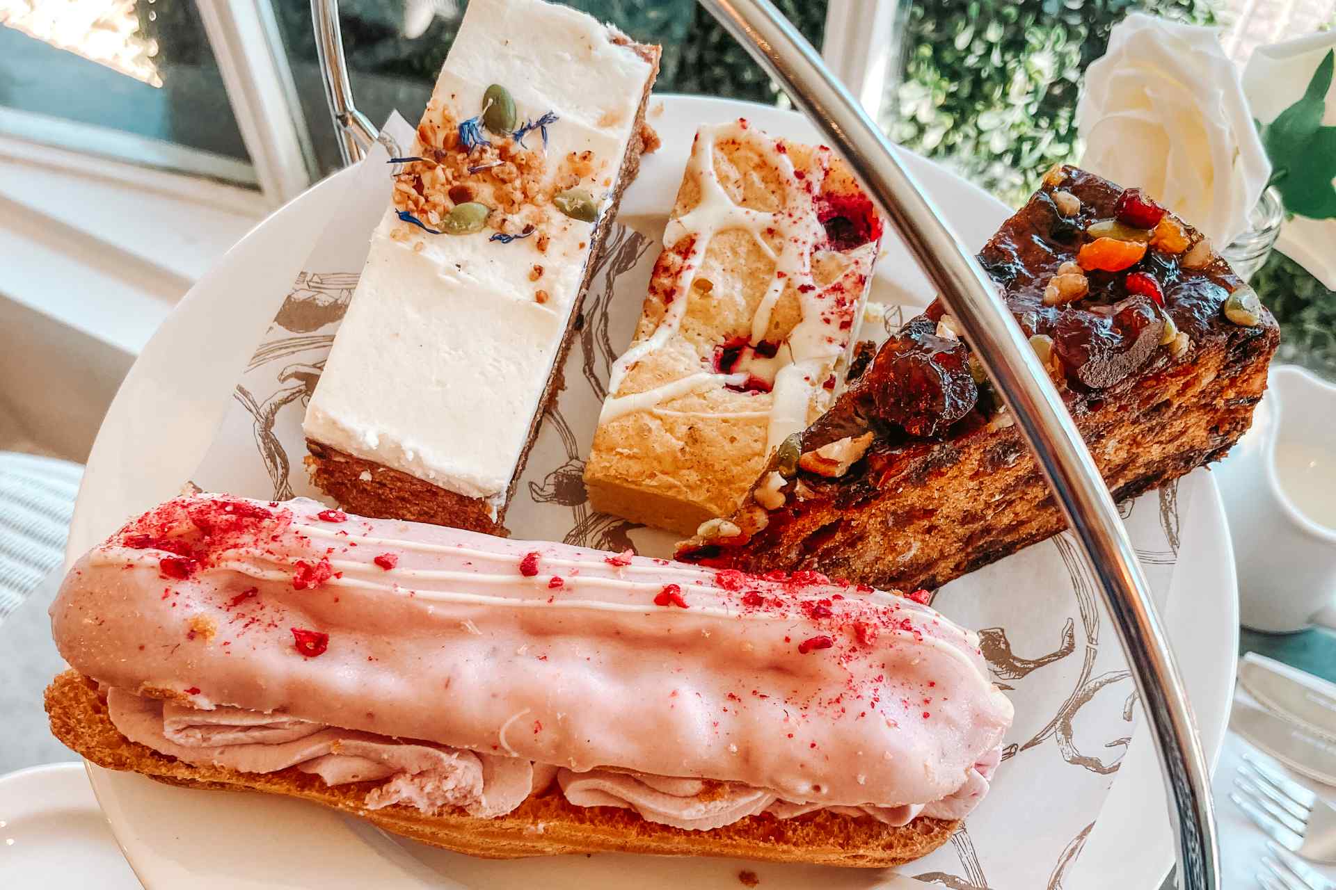 A selection of cakes at afternoon tea.