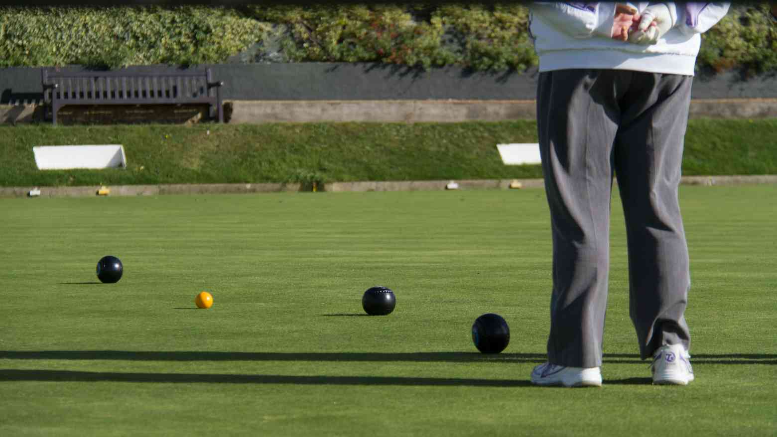 A bowling green with bowls