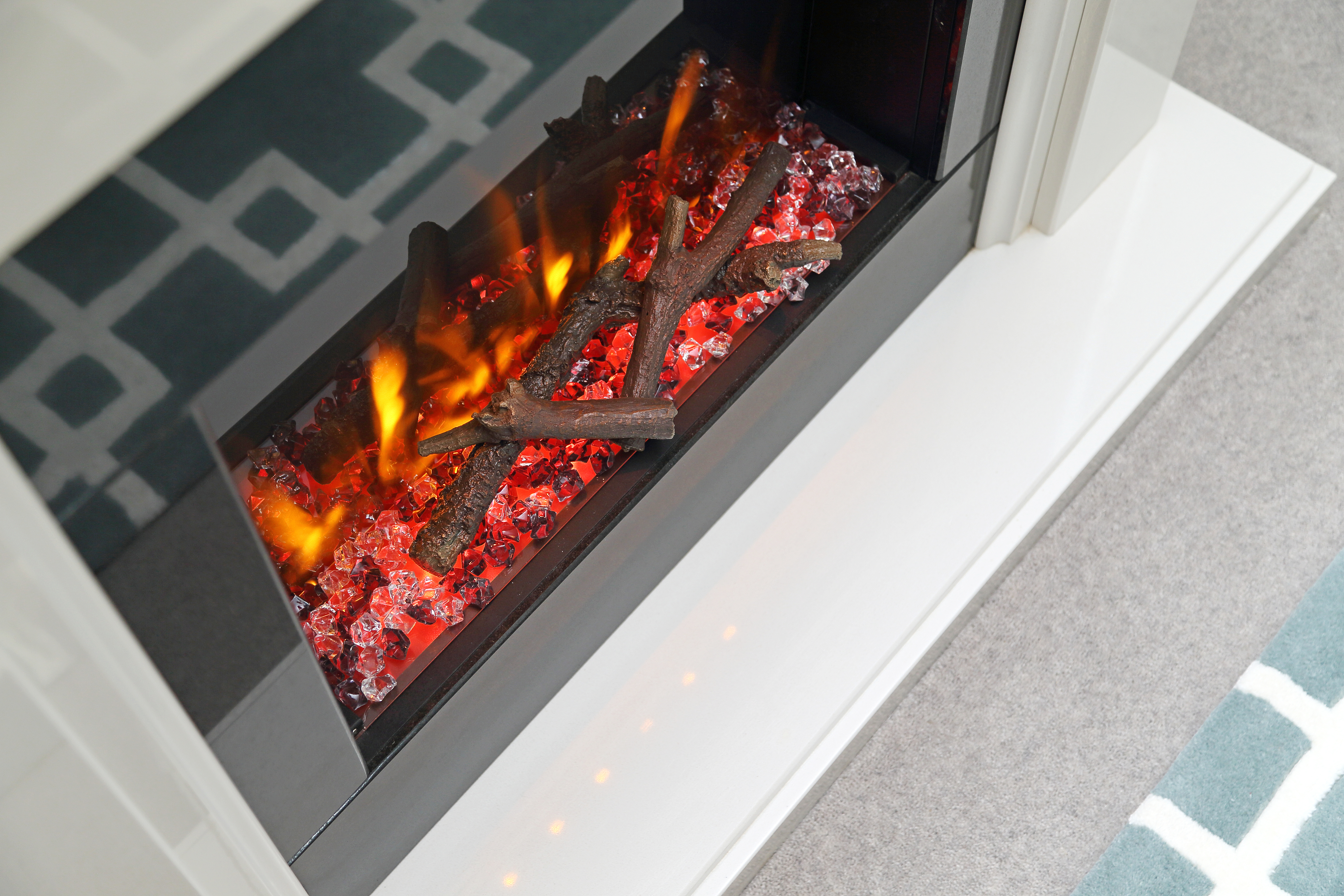 A fireplace in a Beechcroft home
