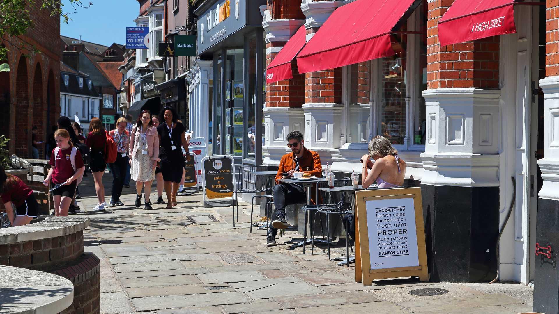 A cafe on Reigate High Street
