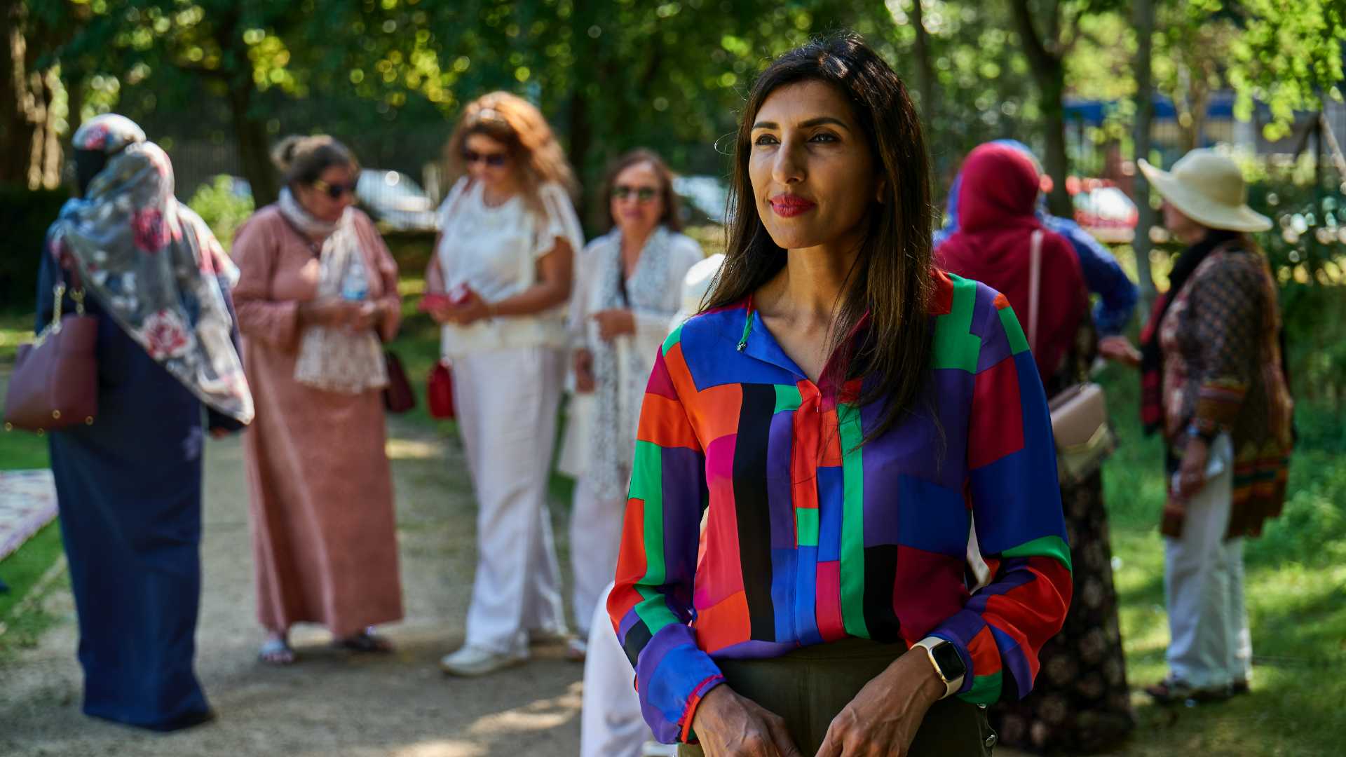 A group of ladies on an excursion. 