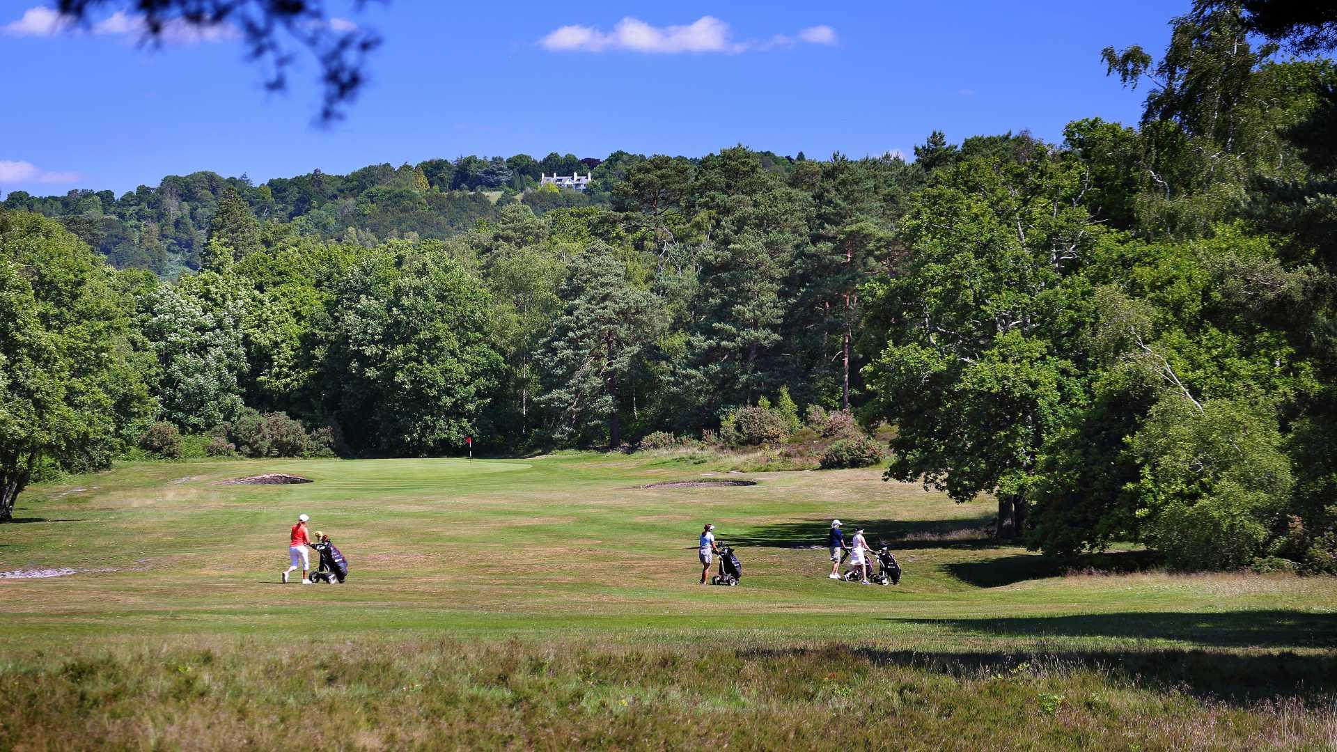 A golf course on a hill