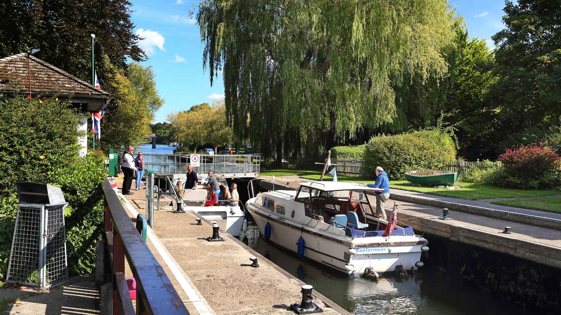 Shiplake lock with two boats