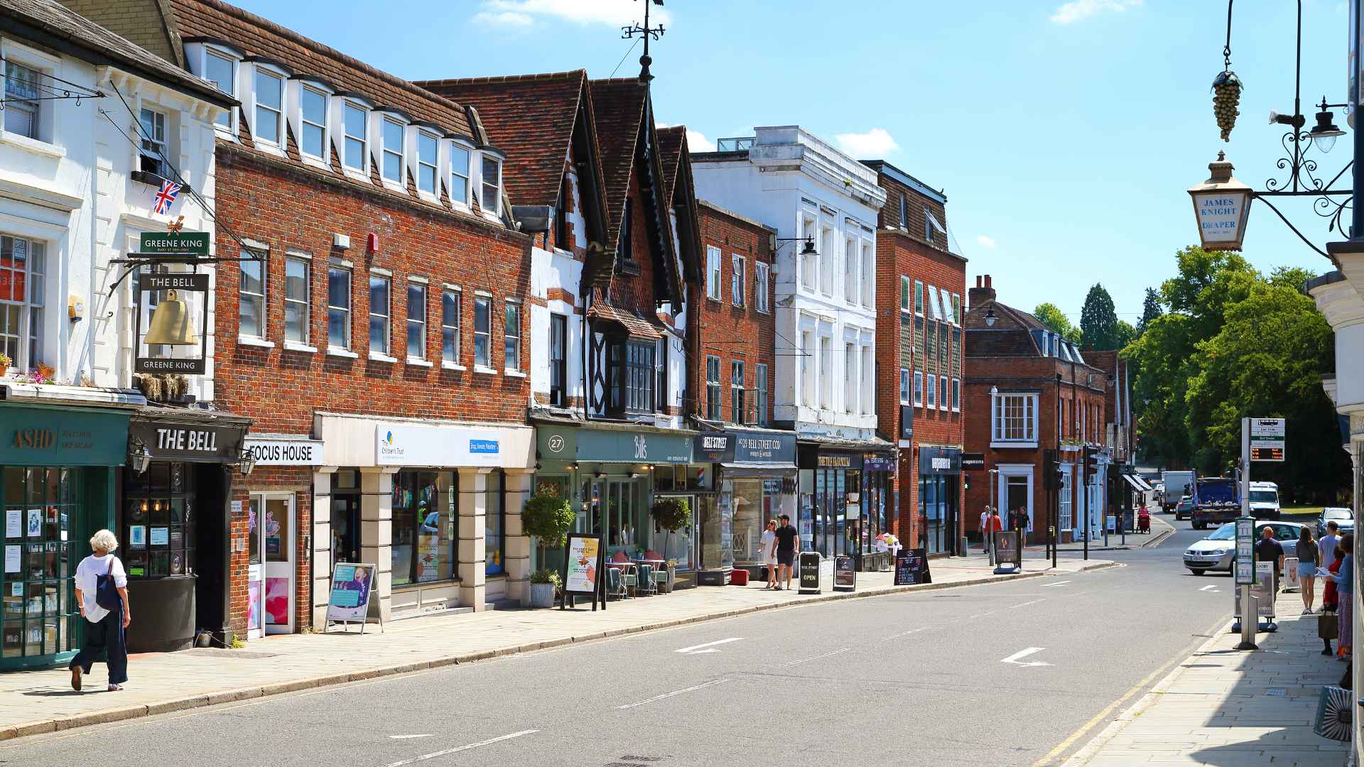 Reigate highstreet featuring Bill's restaurant