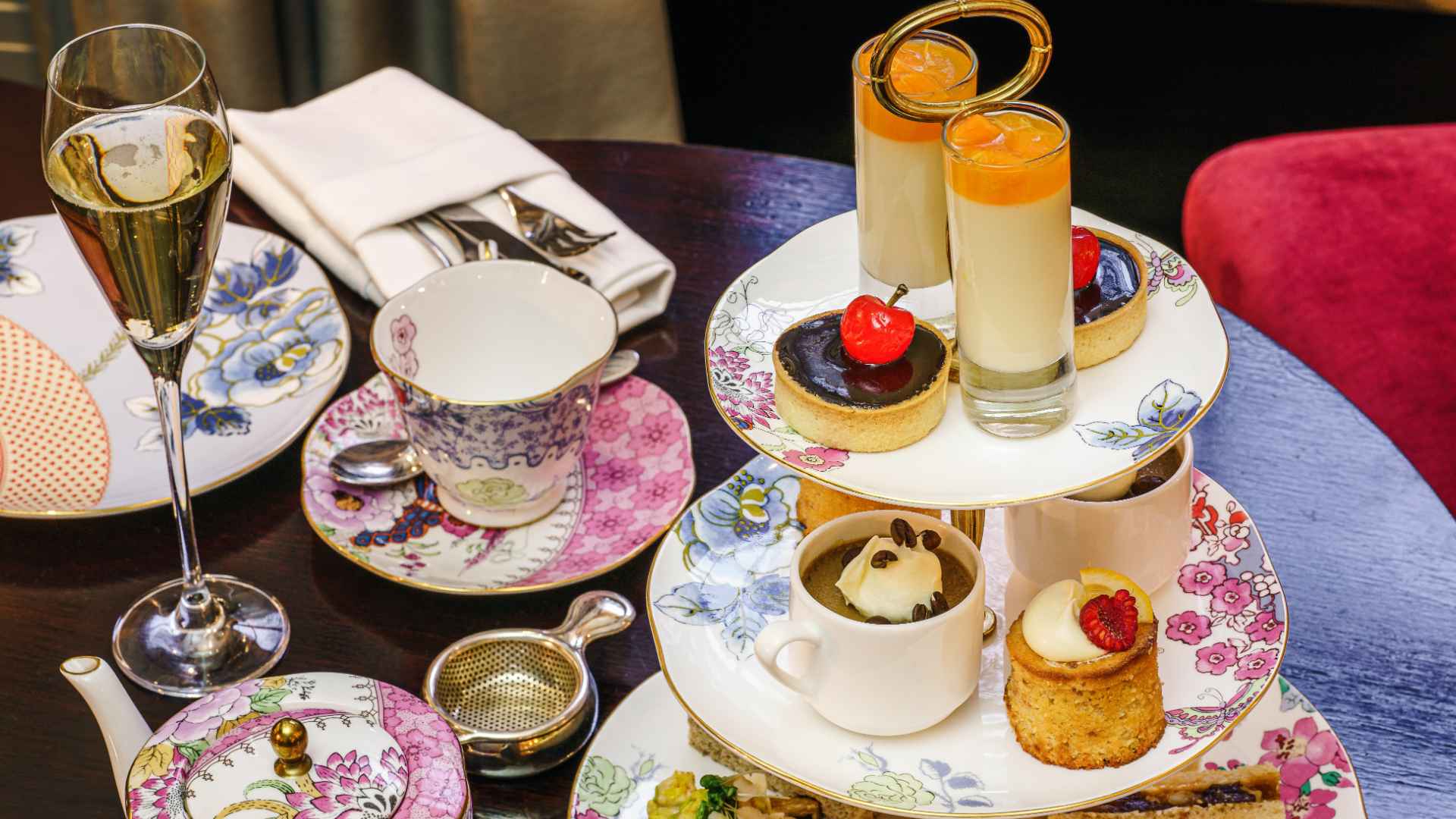 A photo of cream tea and prosecco