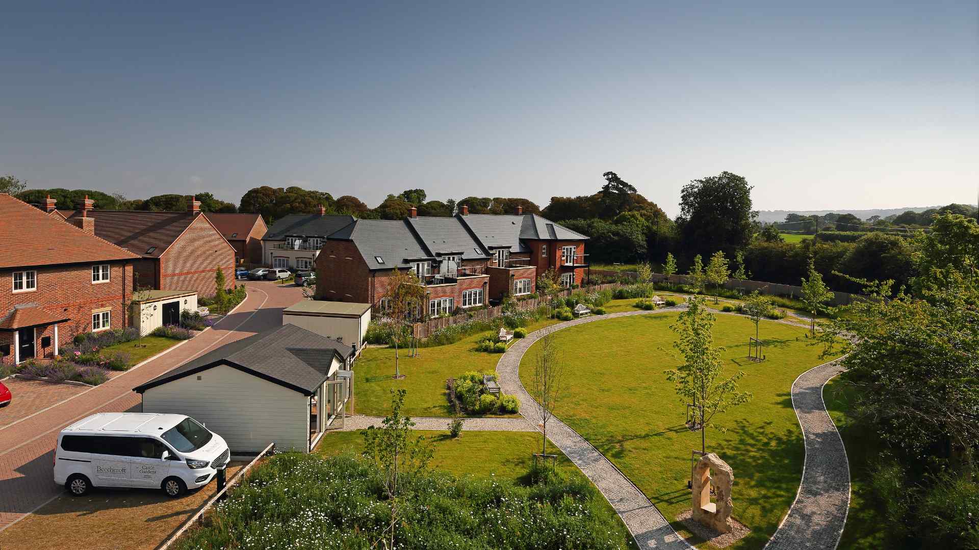 An aerial shot of Castle Gardens, Watlington