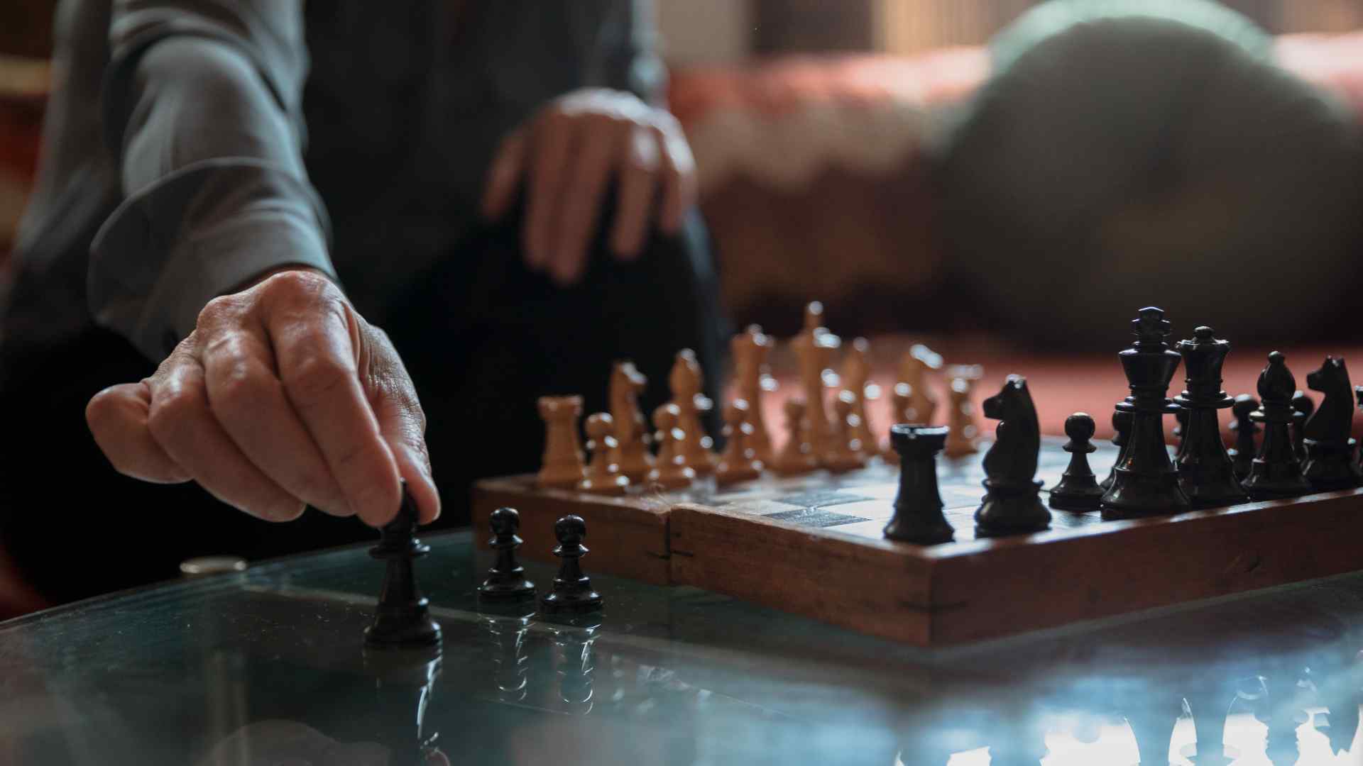 Someone playing chess